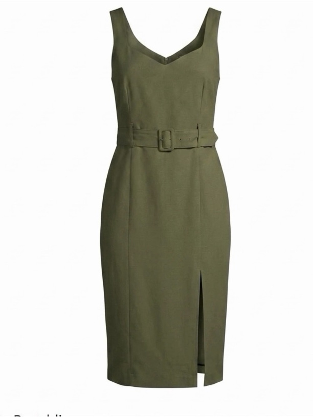 Elegant Olive Green Sleeveless Dress